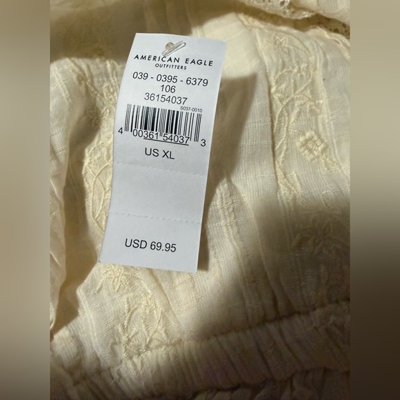 XL New w/Tags American Eagle Outfitters Cream Long Sleeve Lined Dress Lace trim - Picture 3 of 6